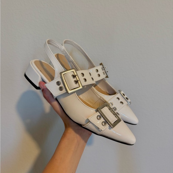 Elegant White Slingback Heels - Picture 2 of 5